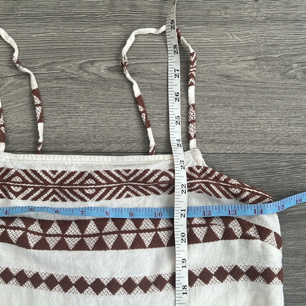 AERIE Jacquard Open Back Mini Dress XXS Cream Brown Neutral Tribal Boho Coastal - Picture 9 of 9